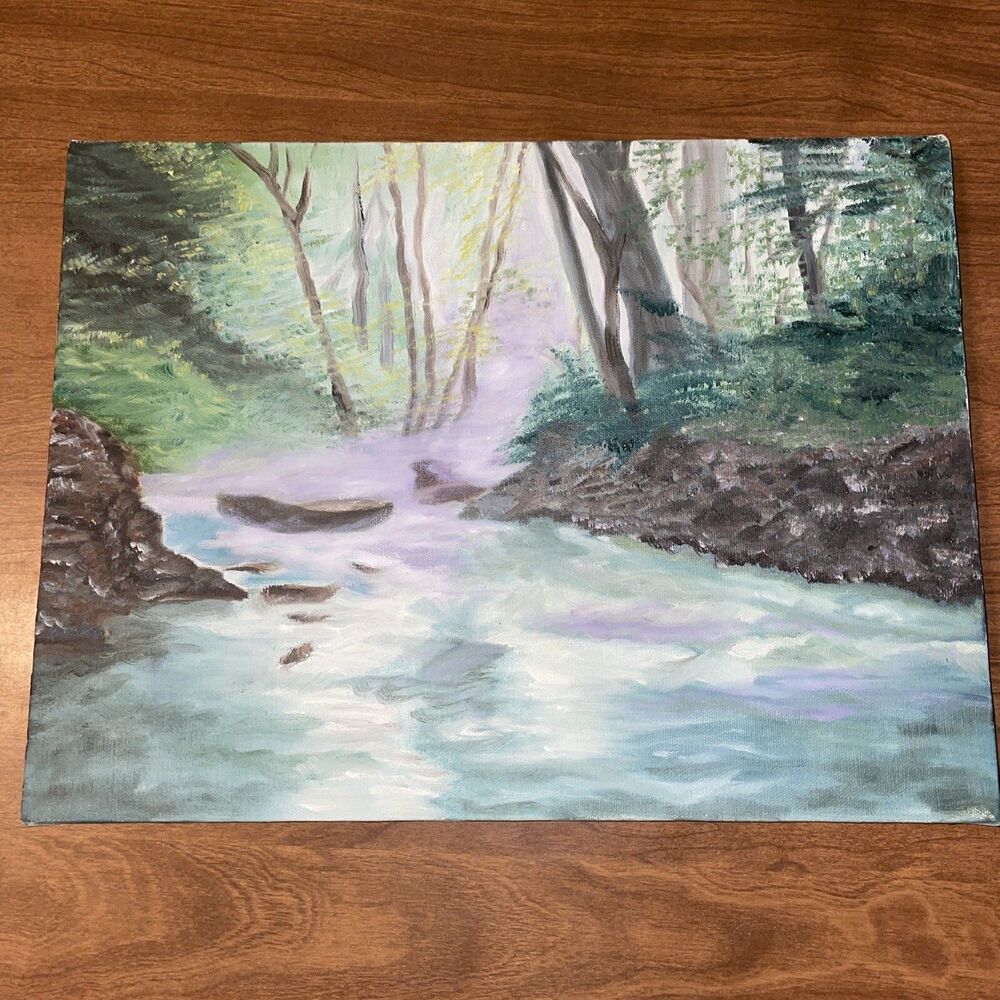 Unfinished Vintage Painting Patowmack Canal W/Reference Picture Unknown Medium